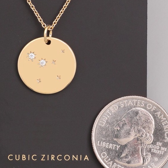 CANCER | Zodiac Coin Dainty Necklace Plated Gold - Picture 2 of 3